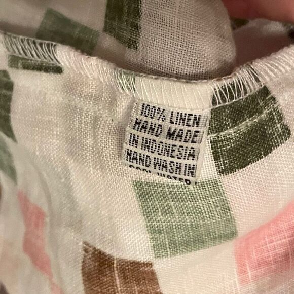 LJC Designs Charlotte Dress Multi Check 100% Linen Size M - Picture 7 of 7